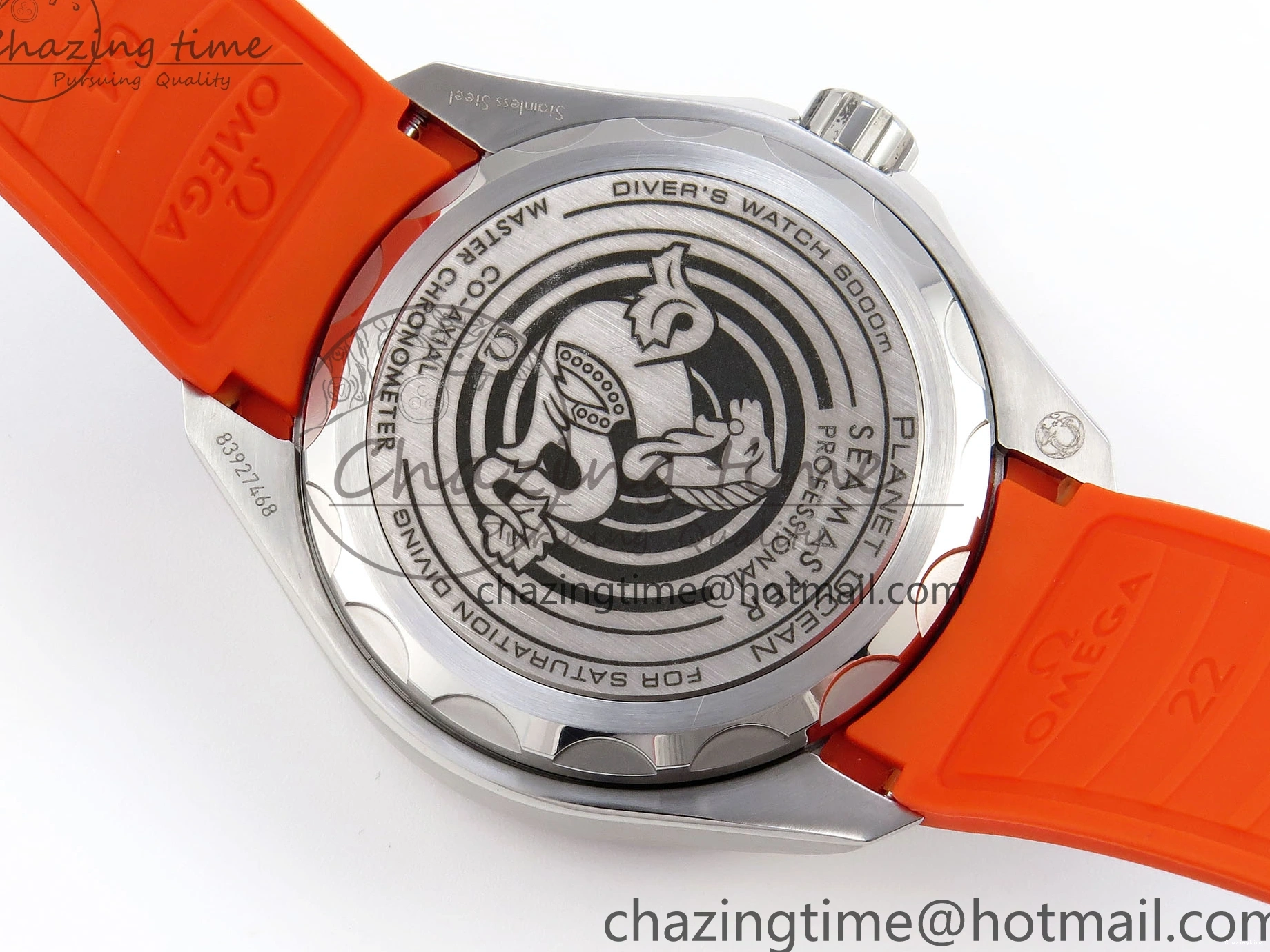 0313 Premium SEAMASTER PLANET OCEAN 6000M ULTRA DEEP 45.5MM SS TF 1:1 BEST EDITION GRAY DIAL ORANGE BEZEL ON RUBBER STRAP A 7761